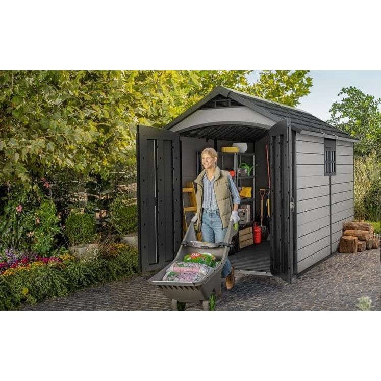 Keter 7.5’x11′ Premier Heavy Duty Plastic Shed – Grey - Image 2