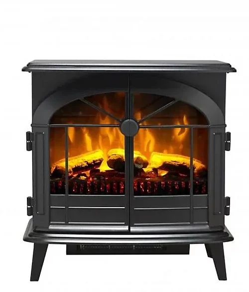Dimplex Leckford Optiflame Electric Stove, Large Black Freestanding Electric Fire with LED Flame Effect, 2kW Adjustable Heater, Ar